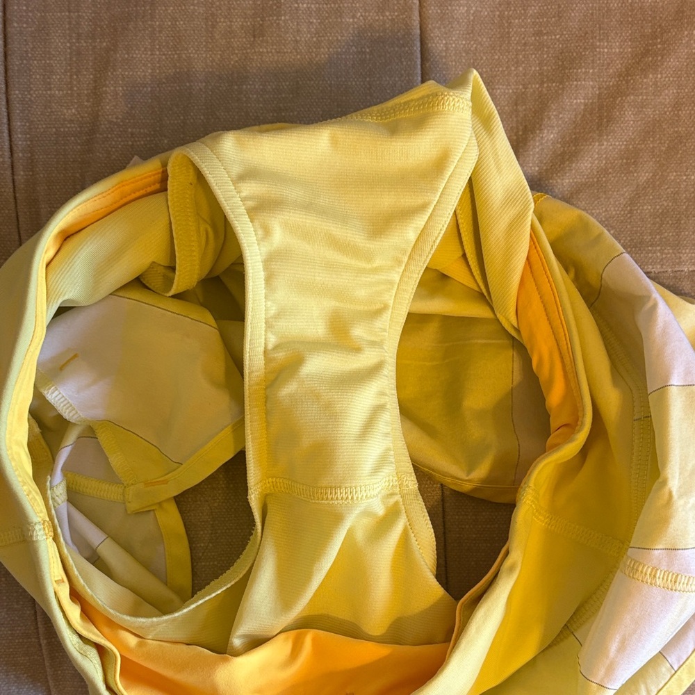 Lululemon Athletica Yellow and White Vintage Speed Up shorts - Picture 3 of 3